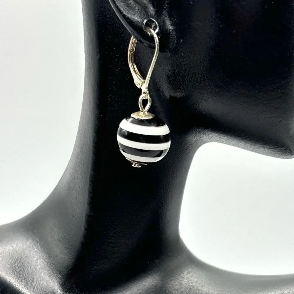 Silver Striped Croft & Barrow Earrings - Picture 2 of 3